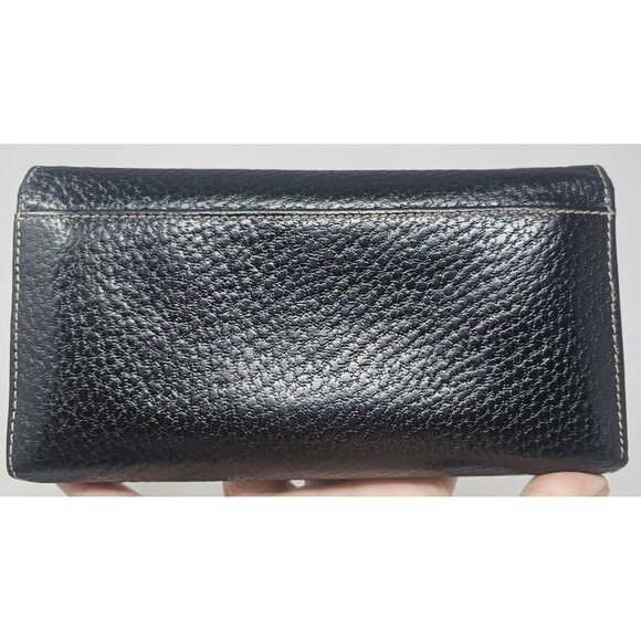 Kate Spade Wallet Womens Black Pebble Trifold Leather Wallet Made Italy 7.25"x4" - Picture 2 of 14